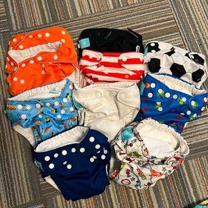 Charlie Banana cloth diapers. 10 liners and inserts. Liners are organic cotton.